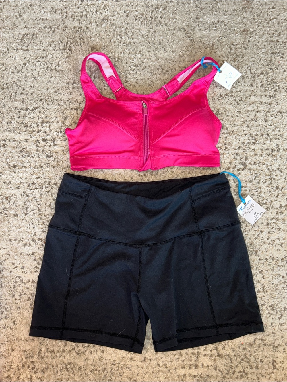 Sports Bra & Black Athletic Shorts Set